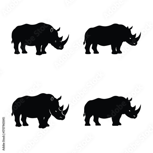 Rhinoceros silhouette vector icon black color and white background