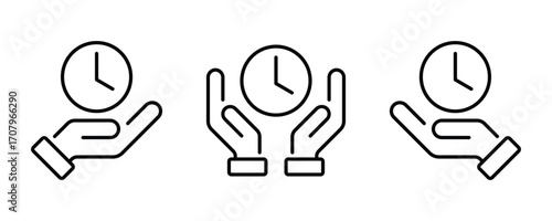 Time, clock, stopwatch, limited offer, happy hour, deadline concept line icon. Clock icon, Line clock symbol vector illustration