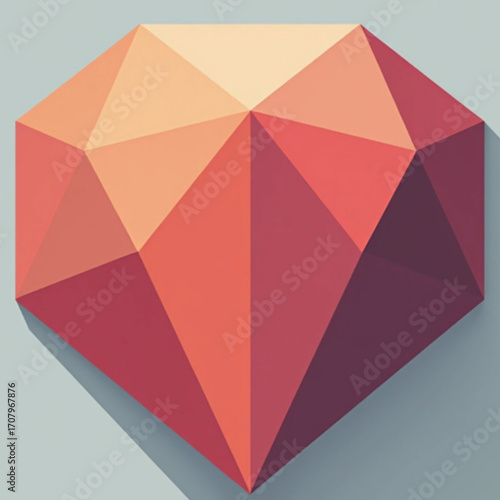 Geometric Gemstone: A striking, low-poly illustration of a gemstone, exuding elegance, luxury, and the brilliance of a precious jewel. 