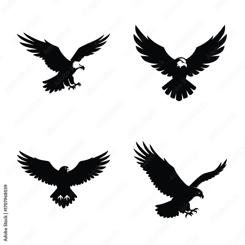 Obraz premium Eagle silhouette vector icon black color and white background