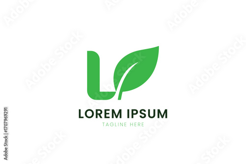 Minimalist green leaf logo design simple modern nature symbol for branding and business concepts