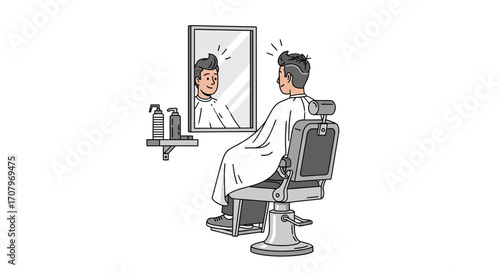 A man gets a haircut at a barber shop. The barber shop is a place where people can go to get their hair cut, styled, and sometimes even shaved