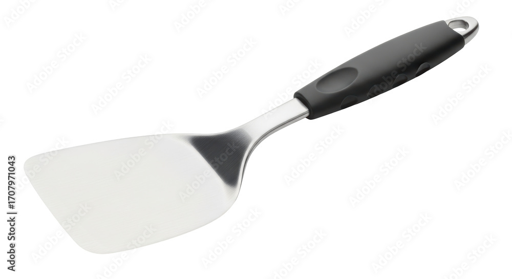 Fototapeta premium Isolated Metal Spatula with Black Handle
