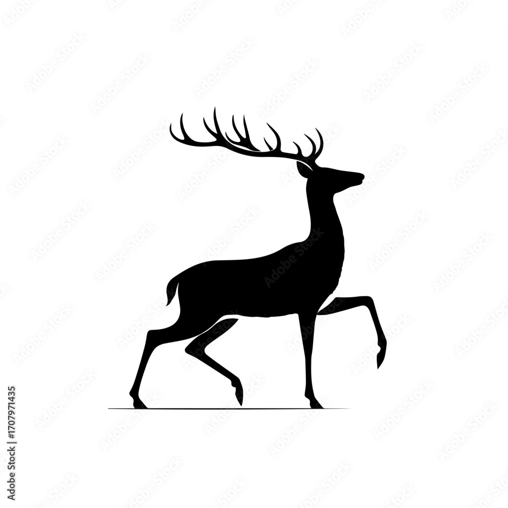Fototapeta premium Wild Deer With Antlers Silhouette Vector