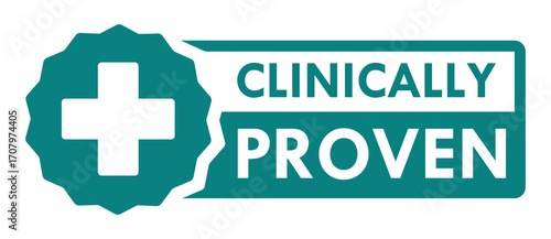 Clinically Proven Stamp, Imprint, Seal Template. Clinically Proven sign, logo, badge, icon, sticker, label, emblem, stamp, symbol, black, line, flat vector, isolated illustration.