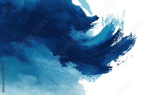 Abstract light blue ink flow brush shape transparent PNG isolated background. Vibrant, vivid, colorful art, bright swirl texture design