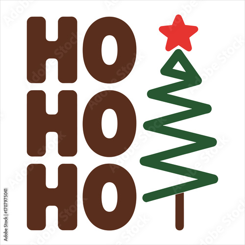 Ho Ho Ho Christmas Tree Vector Illustration