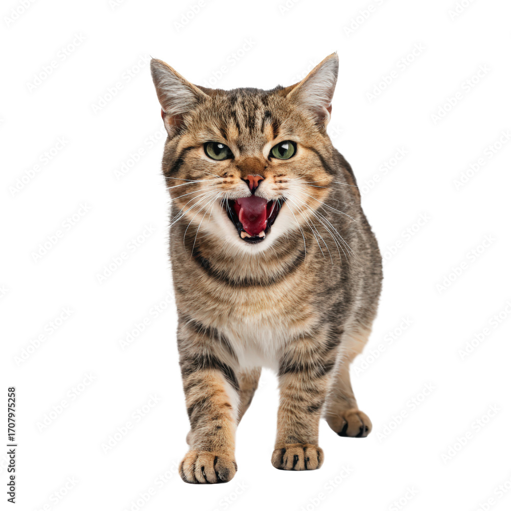 Obraz premium Hissing cat portrait png cat png hissing png portrait png angry png feline png pet png animal png transparent background