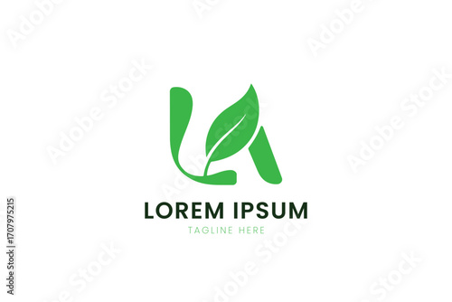Minimalist green leaf logo design abstract nature symbol clean modern business identity