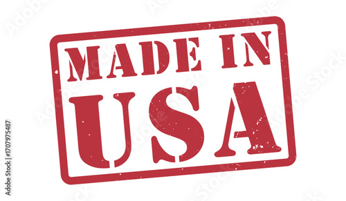 Made in USA - vector illustration. Label, logo, badge, emblem, stamp with flag of USA and text isolated on white background