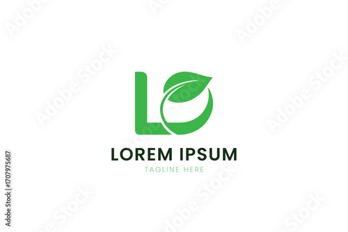 Modern green leaf logo design with circular elements for eco-friendly businesses