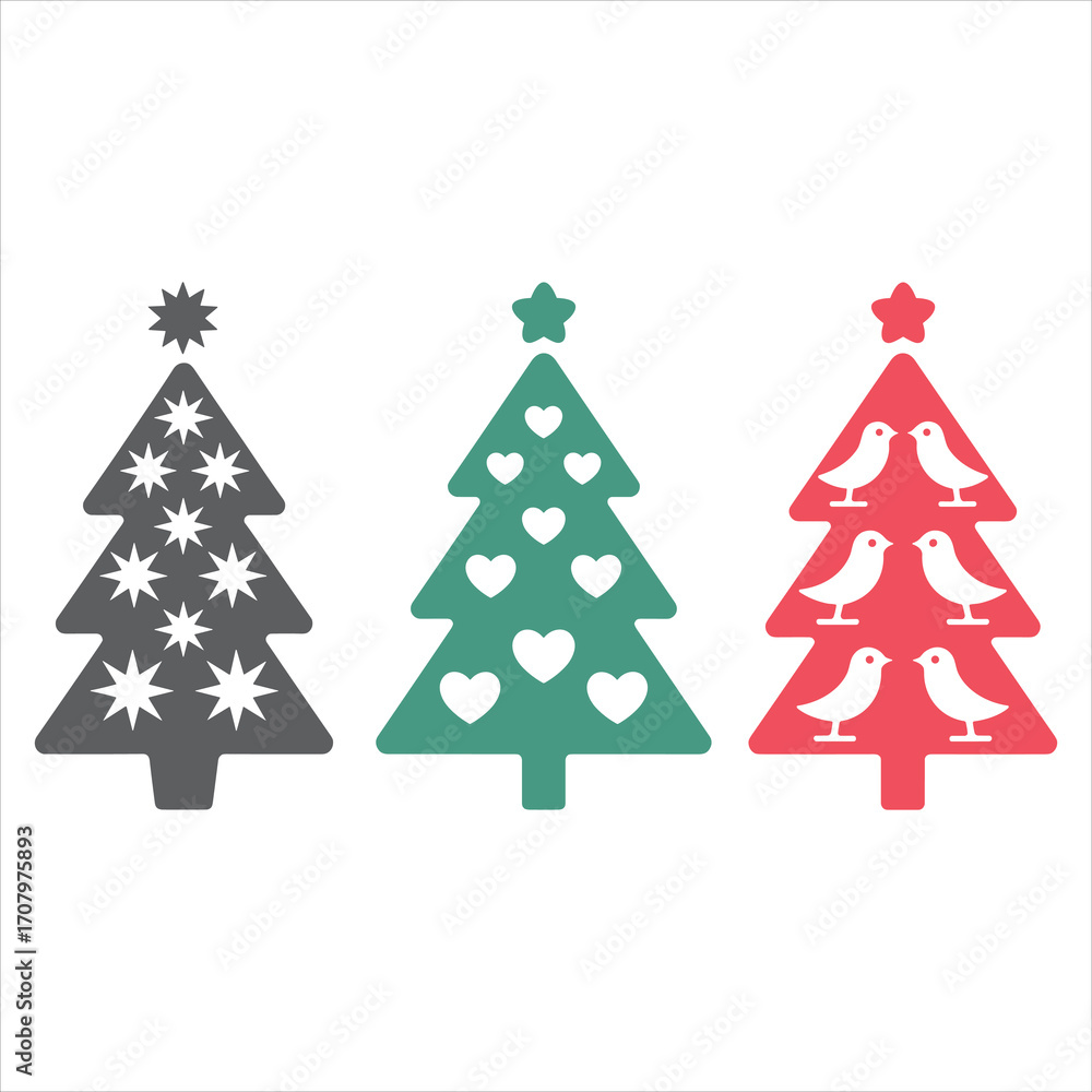 Obraz premium Festive Holiday Tree Icons Collection for Christmas Design