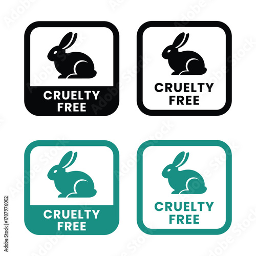 Cruelty free icon. vector set collection of not tested on animals like rabbit symbol. Bunny sign shows no harm to pets from cosmetic ingredients badge. Round web app ui mark stamp of skin care product