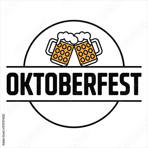 Oktoberfest Beer Mugs Vector Illustration Festival Celebration Design