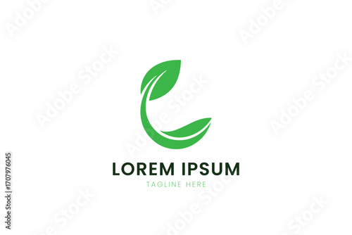 Minimalist green leaf logo design abstract symbol nature organic eco-friendly company branding