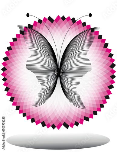 vector illustration of a butterfly on pink and black flower
