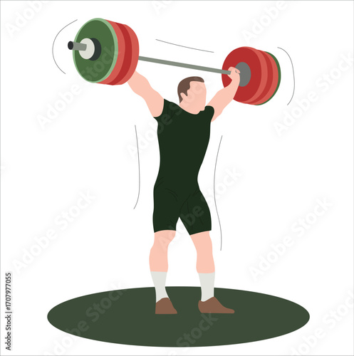 man lifting weights.happy young sporty man doing weight lifting