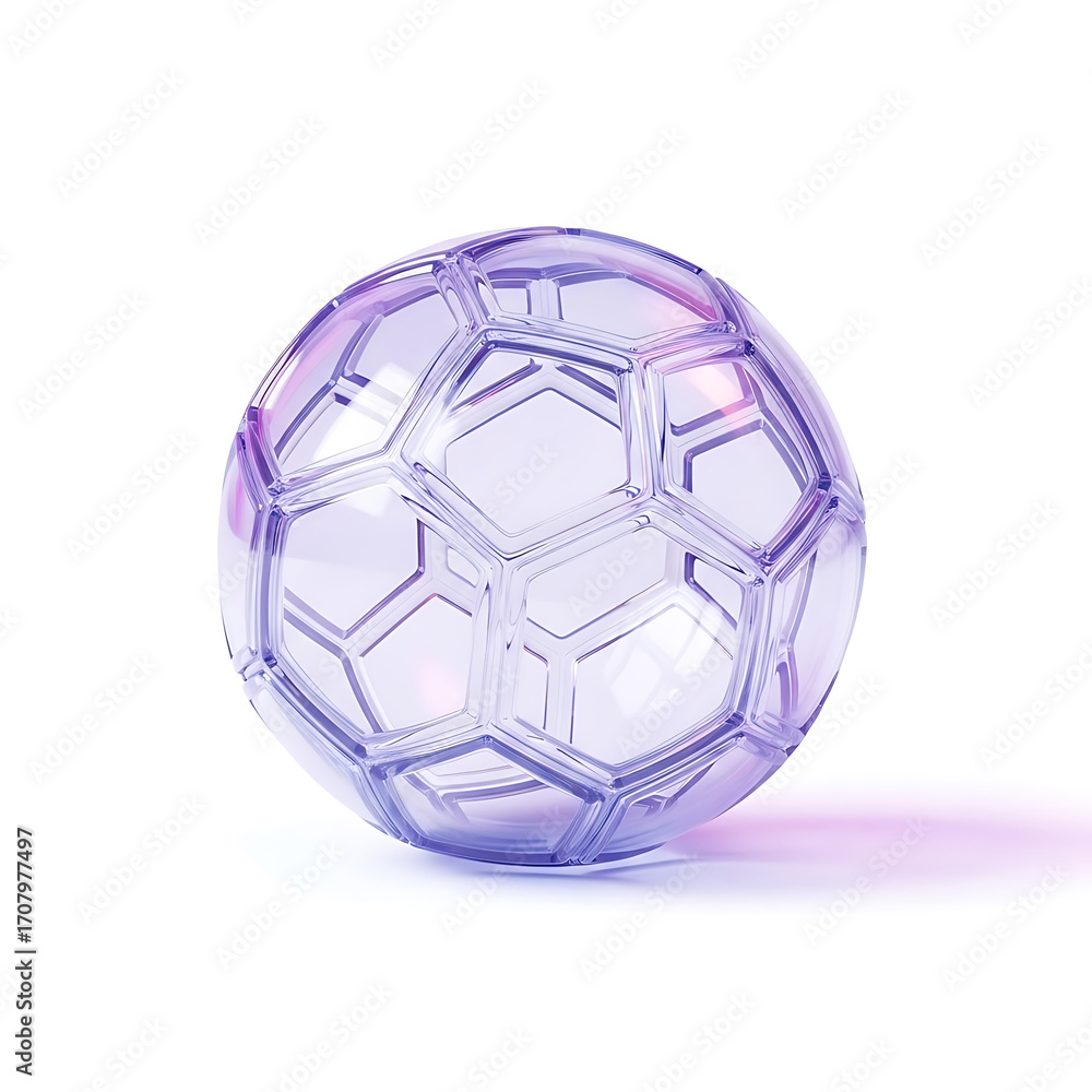 Naklejka premium Transparent soccer ball with hexagonal pattern isolated on white background