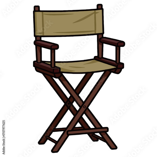 Isolated cartoon illustration of a director's chair, a classic symbol of the film and movie industry.