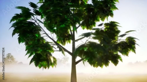 Tree in Forest with Sunlight
