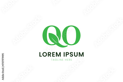 Minimalist green leaf logo design for organic brands simple elegant qq lettermark