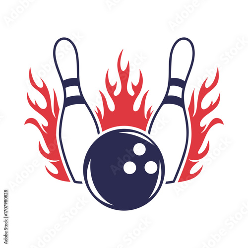 Flaming Bowling Ball and Pins Icon