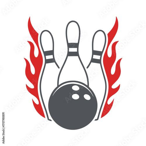 Flaming Bowling Pins and Ball Icon