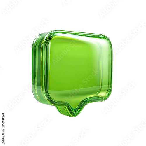 3D glossy green speech bubble icon