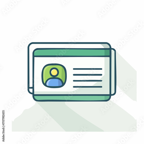 Artistic Representation of an Identification Card Featuring a Simplified Avatar and Details