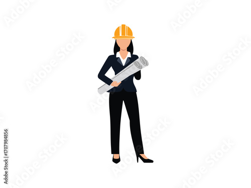 Vector silhouette of an engineer for industrial