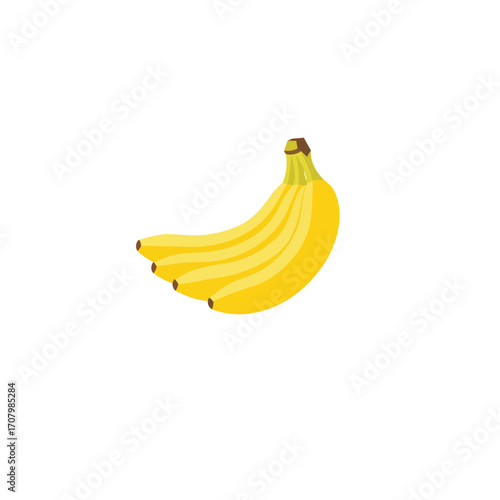 Bunch of Ripe Yellow Bananas on a White Background