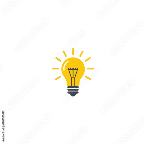 A vibrant yellow lightbulb icon glowing brightly, symbolizing a fresh idea, inventive solution, and the spark of creativity for innovative projects and enlightened thinking