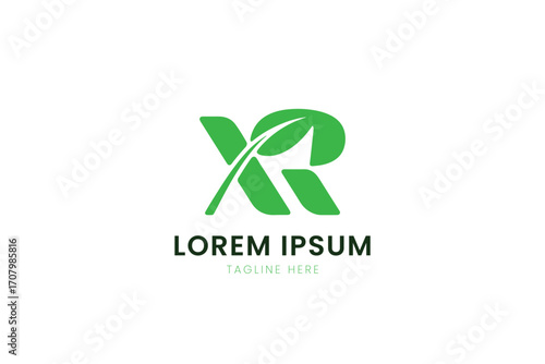 Modern minimalist green xr logo design with placeholder text for branding