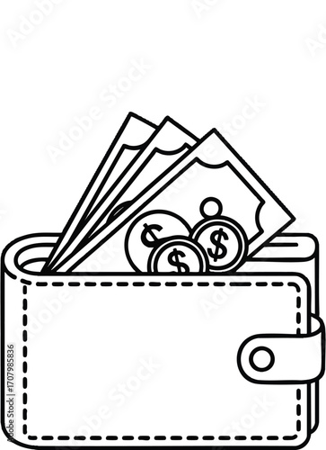 Wallet with Cash Illustration of Savings, Finance, and Money Management