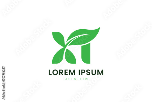 Minimalist green leaf logo design elegant nature symbol for branding and business