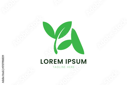 Minimalist green leaf logo design simple nature inspired symbol for eco friendly brands