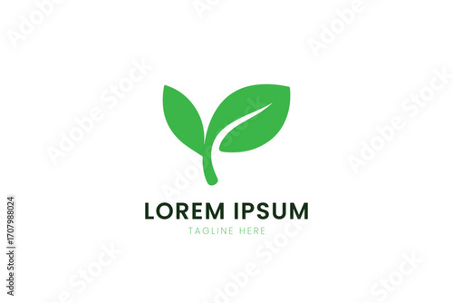 Simple green leaf logo design minimalist natural eco-friendly brand identity concept