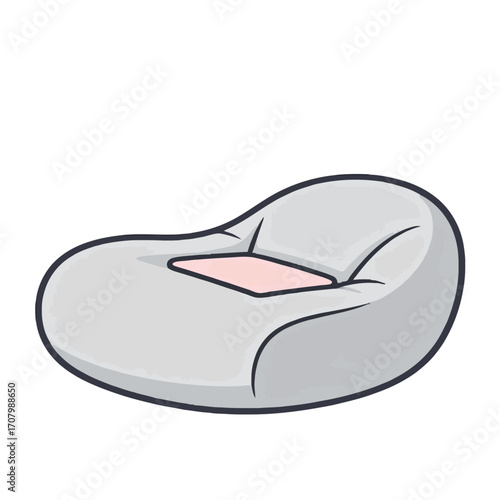 A simple cartoon illustration of a white bean bag chair, perfect for concepts related to comfort, relaxation, or cozy home spaces.