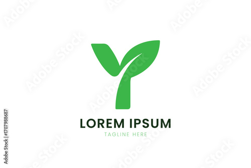 Minimalist green leaf logo design represents nature growth and eco-friendly business ideas