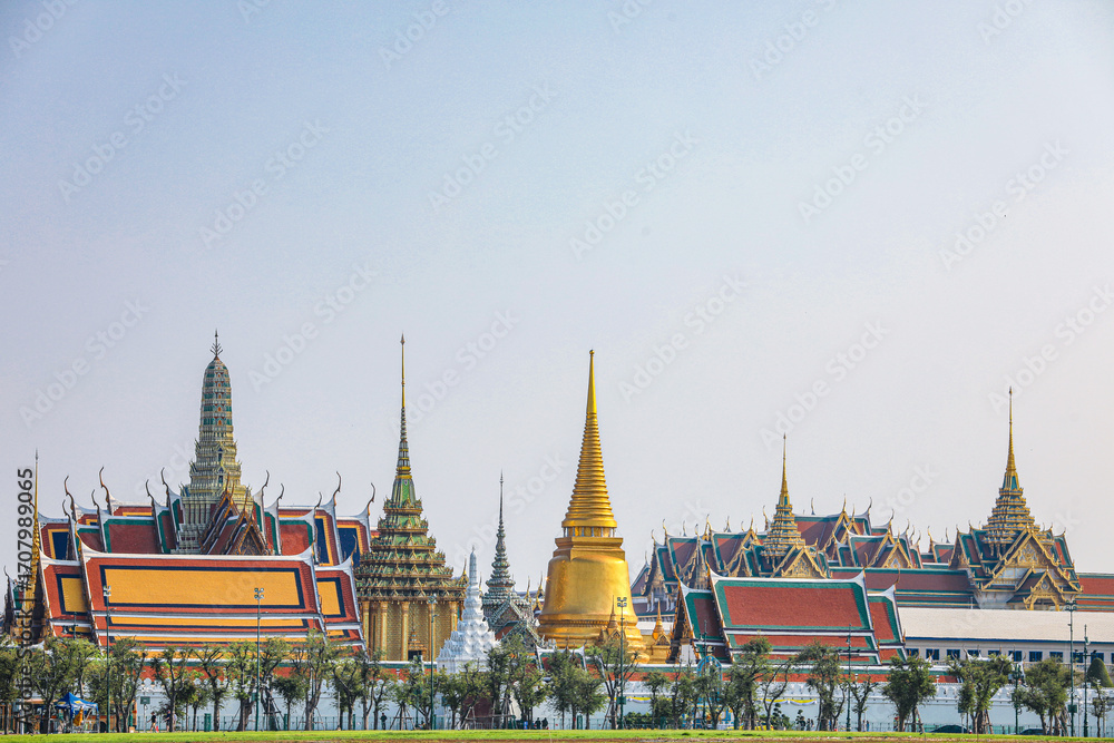 Fototapeta premium Sanam Luang is large public field in Bangkok, Thailand, area of 74 rai near Grand Palace and Wat Phra Kaew. It has been used as important venue for important national ceremonies for hundreds of years.