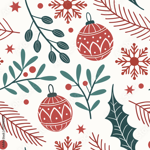 Christmas vector seamless pattern handdrawn