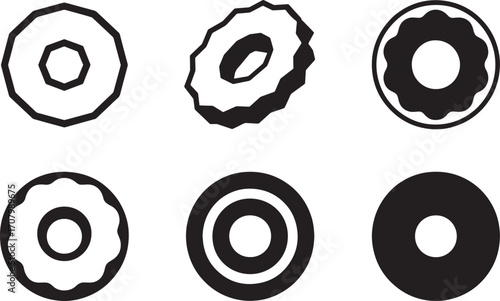 Abstract Donut Collection Confectionery Treat and Sweet Dessert Representation in Vector Format