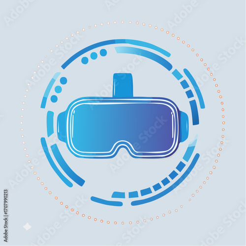 Futuristic Augmented Reality Goggles Within a Digital Interface Design: Blue Gradient Vector