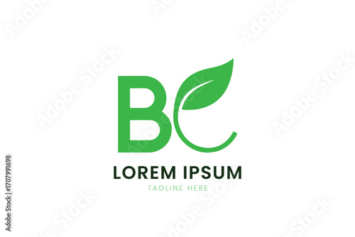 Minimalist green bc logo with leaf design simple and modern branding element