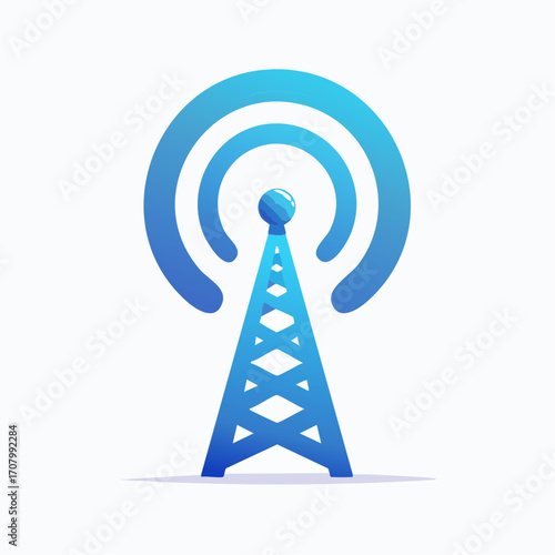 Illustrated depiction of a communication tower radiating wireless signals, a modern design