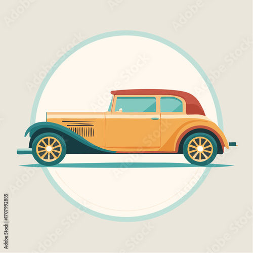 Vintage Car's Artful Silhouette: A charming vintage car with classic curves, captured in an elegant, artistic silhouette that speaks of a bygone era of automotive excellence.