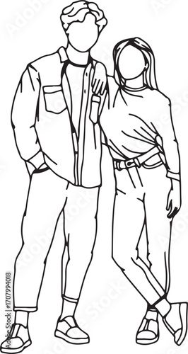 Couple Holding Hands Line Art – Romantic Partner Contour Drawing, Love Gesture Minimalist Sketch, Hand Drawn Couple Bond Illustration, Togetherness Simple Line Art, Minimal Hand Hold Silhouette Design