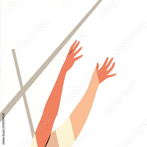 Athletes hands reaching for a pole vault bar during a competition
