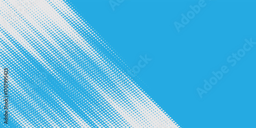 Dots halftone white and blue color pattern gradient grunge texture background. Dots pop art comics sport style vector illustration. Abstract speed lines style blue color halftone blue simple good art