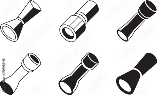 Isometric Jigger Collection on Transparent Backdrop for Cocktail Recipes and Barware Illustrations